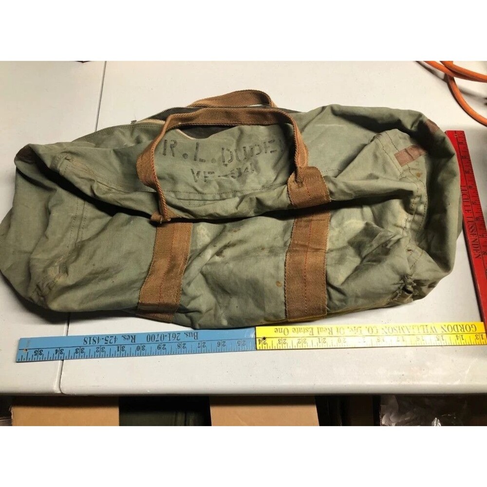 vtg 50’s military duffle bag talon zip USA post WW1 navy VF 94 stencil AS IS